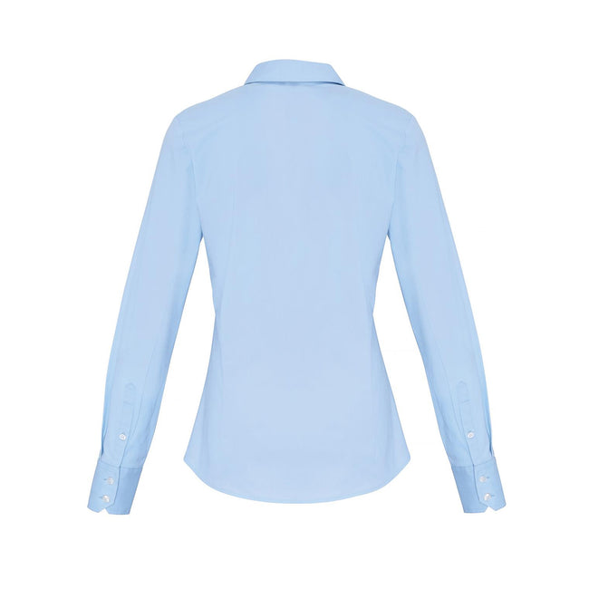 Pale Blue - Back - Premier Womens-Ladies Stretch Fit Poplin Long Sleeve Blouse