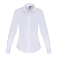 White - Front - Premier Womens-Ladies Stretch Fit Poplin Long Sleeve Blouse