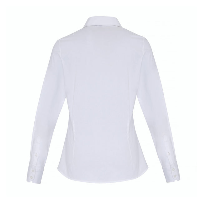 White - Back - Premier Womens-Ladies Stretch Fit Poplin Long Sleeve Blouse
