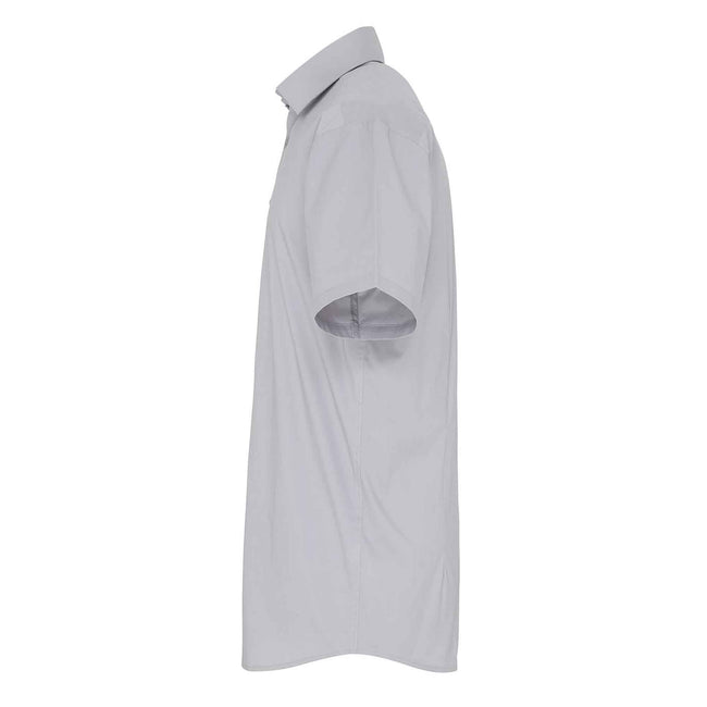 Silver - Side - Premier Mens Stretch Fit Poplin Short Sleeve Shirt