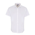 White - Front - Premier Mens Stretch Fit Poplin Short Sleeve Shirt