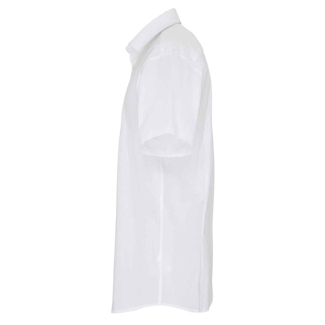 White - Side - Premier Mens Stretch Fit Poplin Short Sleeve Shirt