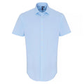 Pale Blue - Front - Premier Mens Stretch Fit Poplin Short Sleeve Shirt