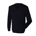 Navy - Front - Henbury Mens 12 Gauge Fine Knit V-Neck Jumper - Sweatshirt
