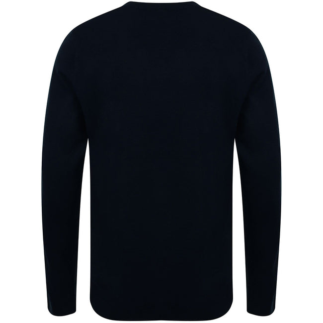 Black - Back - Henbury Mens 12 Gauge Fine Knit V-Neck Jumper - Sweatshirt