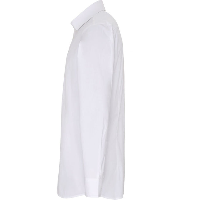 White - Side - Premier Mens Stretch Fit Poplin Long Sleeve Shirt