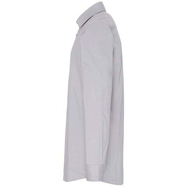 Silver - Back - Premier Mens Stretch Fit Poplin Long Sleeve Shirt