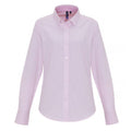 White-Pink - Front - Premier Womens-Ladies Cotton Rich Oxford Stripe Blouse