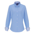 Light Blue - Side - Premier Womens-Ladies Cotton Rich Oxford Stripe Blouse