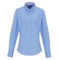 Light Blue - Front - Premier Womens-Ladies Cotton Rich Oxford Stripe Blouse