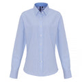 White-Light Blue - Front - Premier Womens-Ladies Cotton Rich Oxford Stripe Blouse