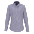 White-Navy - Front - Premier Womens-Ladies Cotton Rich Oxford Stripe Blouse