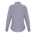 White-Navy - Back - Premier Womens-Ladies Cotton Rich Oxford Stripe Blouse
