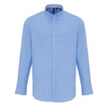 Light Blue - Front - Premier Mens Cotton Rich Oxford Stripe Shirt