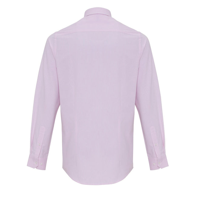 White-Pink - Back - Premier Mens Cotton Rich Oxford Stripe Shirt