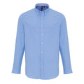 Light Blue - Front - Premier Mens Cotton Rich Oxford Stripe Shirt