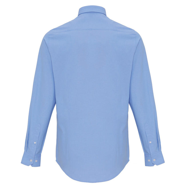 Light Blue - Back - Premier Mens Cotton Rich Oxford Stripe Shirt