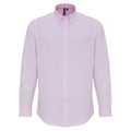 White-Pink - Front - Premier Mens Cotton Rich Oxford Stripe Shirt
