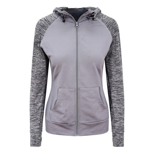 Grey-Grey Melange - Front - AWDis Just Cool Womens-Ladies Girlie Cool Contrast Zoodie