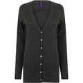 Grey Marl - Front - Henbury Ladies-Womens V-Neck Button Fine Knit Cardigan