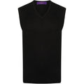 Navy - Front - Henbury Mens Sleeveless 12 Gauge V-Neck Fine Knit Jumper