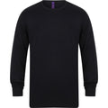 Navy - Front - Henbury Mens Crew Neck 12 Gauge Fine Knit Jumper - Sweatshirt