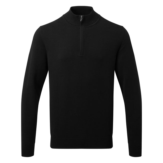 French Navy - Side - Asquith & Fox Mens Cotton Blend Zip Sweatshirt