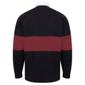 Navy-Burgundy - Back - Front Row Adults Unisex Panelled Tag Free Rugby Shirt