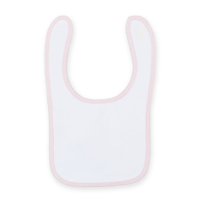 White- Pale Pink - Front - Larkwood Baby Unisex Plain & Contrast Bib (Pack of 2)