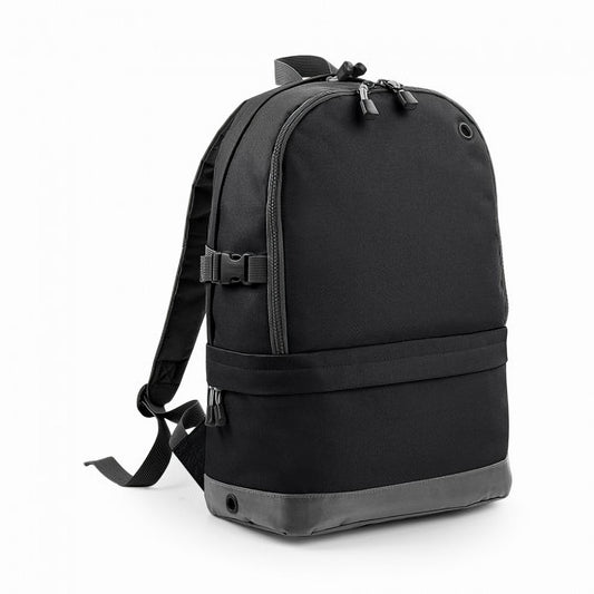 Black - Front - BagBase Backpack - Rucksack Bag (18 Litres Laptop Up To 15.6 Inch) (Pack of 2)