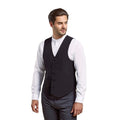 Black - Back - Premier Mens Lined Polyester Waistcoat - Catering - Bar Wear (Pack of 2)