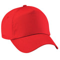Bright Red - Front - Beechfield Unisex Plain Original 5 Panel Baseball Cap (Pack of 2)