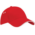 Classic Red-White - Front - Beechfield Unisex Ultimate 5 Panel Contrast Baseball Cap With Sandwich Peak - Headwear (Pack of 2)