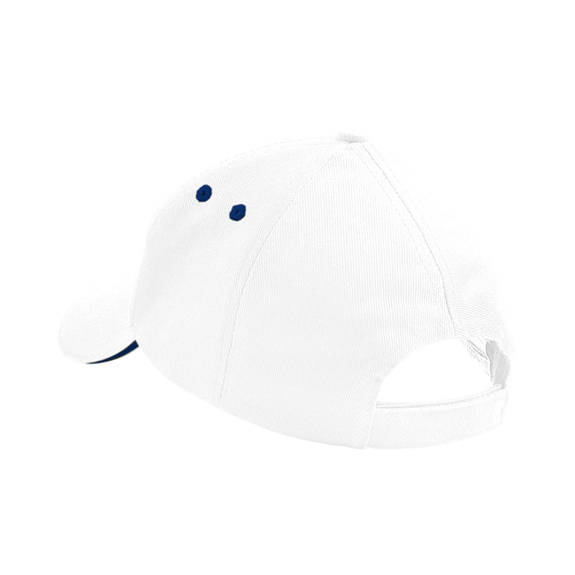 White-French Navy - Back - Beechfield Unisex Ultimate 5 Panel Contrast Baseball Cap With Sandwich Peak - Headwear (Pack of 2)
