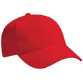 Classic Red - Front - Beechfield Unisex Pro-Style Heavy Brushed Cotton Baseball Cap - Headwear (Pack of 2)