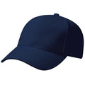French Navy - Back - Beechfield Unisex Pro-Style Heavy Brushed Cotton Baseball Cap - Headwear (Pack of 2)