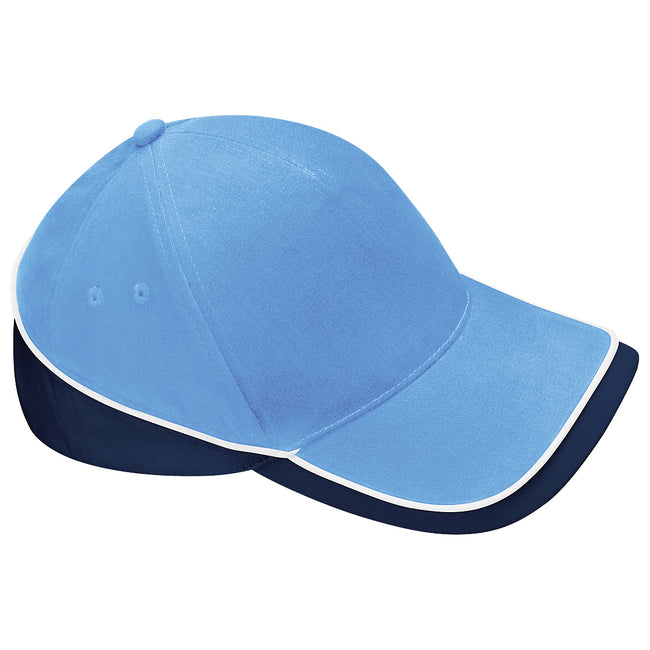 Sky-French Navy - Front - Beechfield Unisex Teamwear Competition Cap Baseball - Headwear (Pack of 2)
