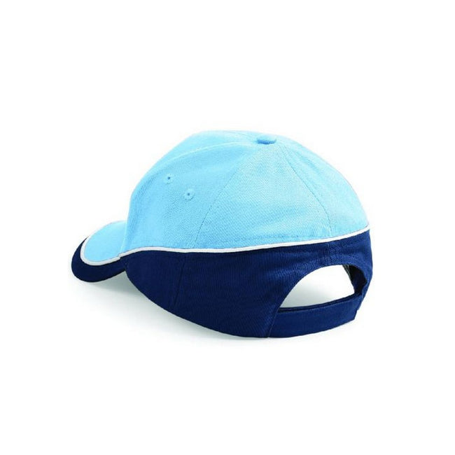 Sky-French Navy - Back - Beechfield Unisex Teamwear Competition Cap Baseball - Headwear (Pack of 2)