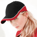 Black-Classic Red-White - Side - Beechfield Unisex Teamwear Competition Cap Baseball - Headwear (Pack of 2)