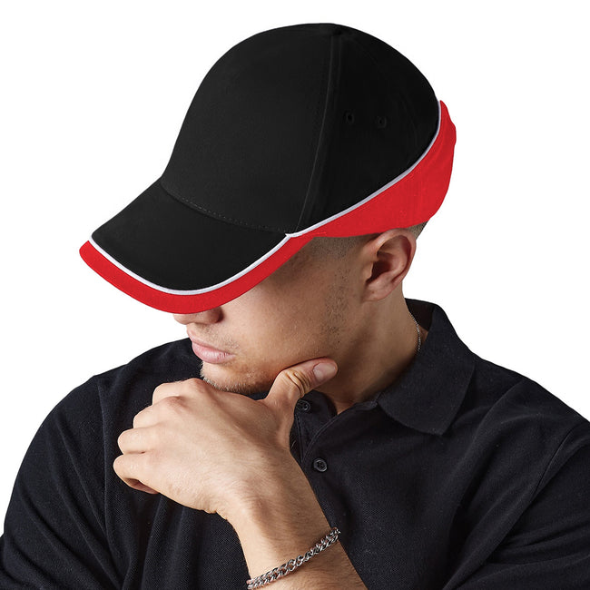 Black-Classic Red-White - Side - Beechfield Unisex Teamwear Competition Cap Baseball - Headwear (Pack of 2)