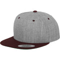 Heather- Maroon - Front - Yupoong Mens The Classic Premium Snapback 2-Tone Cap (Pack of 2)