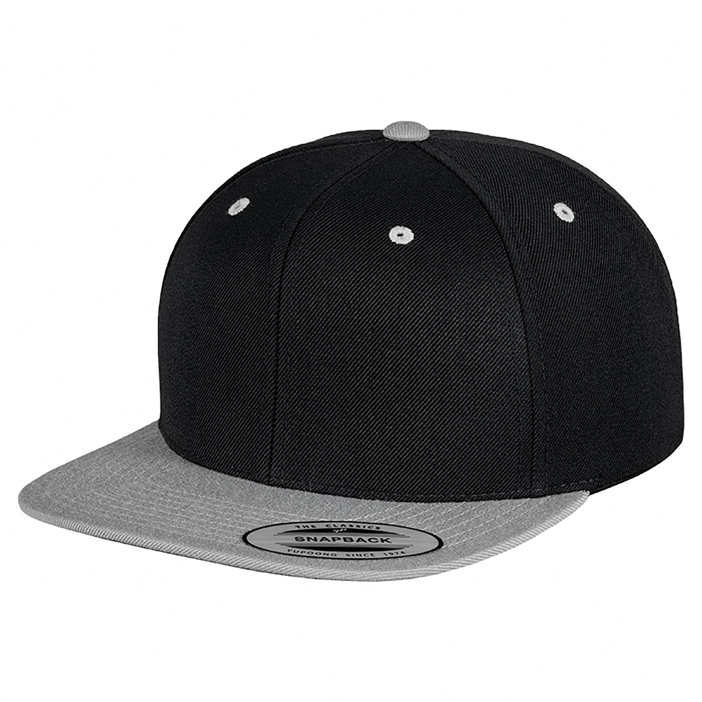 Black- Silver - Front - Yupoong Mens The Classic Premium Snapback 2-Tone Cap (Pack of 2)