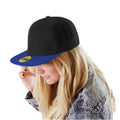 Black-Royal Blue - Side - Beechfield Unisex Original Flat Peak Snapback Cap (Pack of 2)