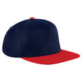 Navy-Classic Red - Front - Beechfield Unisex Original Flat Peak Snapback Cap (Pack of 2)