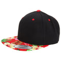 Black- Floral Red - Front - Yupoong Mens Fashion Print Premium Snapback Cap (Pack of 2)