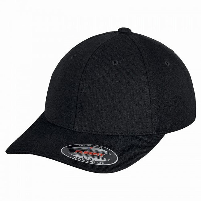 Black - Front - Yupoong Mens Flexfit Double Jersey Cap (Pack of 2)
