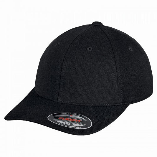 Black - Front - Yupoong Mens Flexfit Double Jersey Cap (Pack of 2)