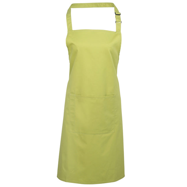 Lime - Front - Premier Ladies-Womens Colours Bip Apron With Pocket - Workwear (Pack of 2)