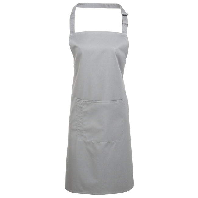Silver - Front - Premier Ladies-Womens Colours Bip Apron With Pocket - Workwear (Pack of 2)