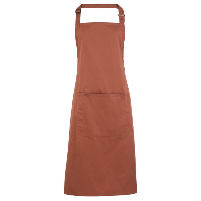 Chestnut - Front - Premier Ladies-Womens Colours Bip Apron With Pocket - Workwear (Pack of 2)